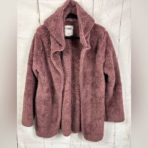 PINK Victoria Secret Sherpa Cardigan Cocoa Powder Mauve Open Front Hoodie